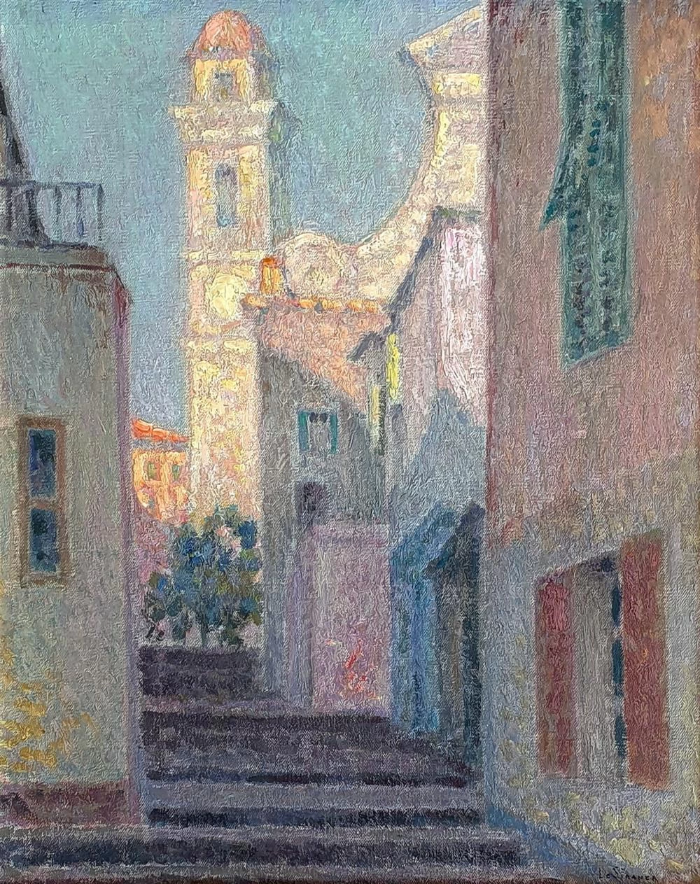 Henri Le Sidaner - 175, La strada verso la chiesa, Villefranche, sur, Mer